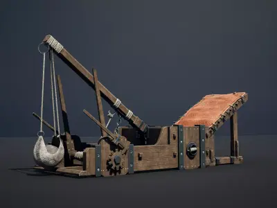 Medieval Siege Weapon - Onager Low-poly 3D model