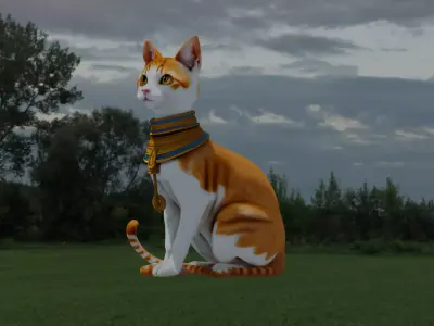 Pharaoh Cat Statue 3D Model Free low-poly 3D model