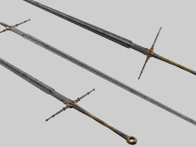 Realistic Medieval Long Sword lowpoly Free low-poly 3D model