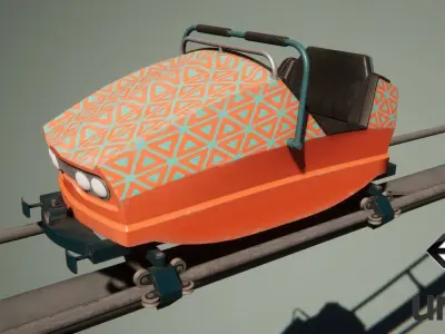 Roller Coaster Cart 02 PBR Game Ready Low-poly 3D model