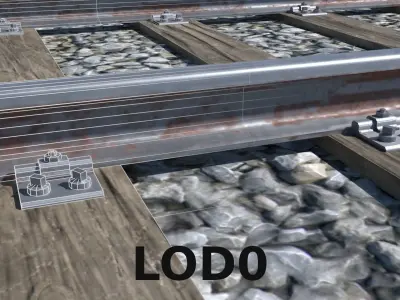 Railroad Tracks Low-poly 3D model purchase