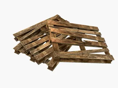 Box Collection wooden Low-poly 3D model