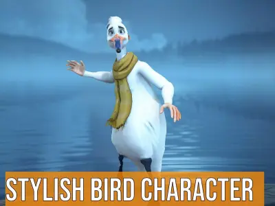 Stylish Bird Character model pack Low-poly 3D model