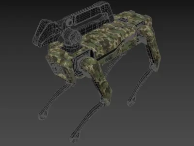 Modern Robot Dog with Arm in army color 3D model