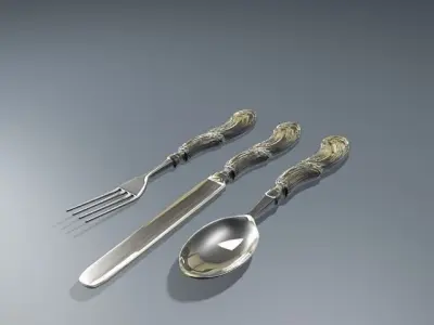 Antique silverware 3D model