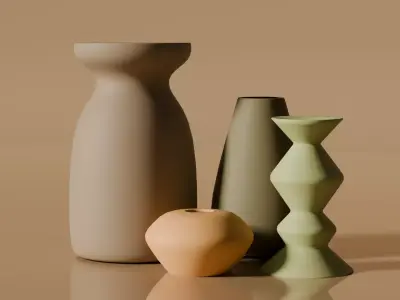 Home Decor 4 Ceramic Pieces Free 3D model