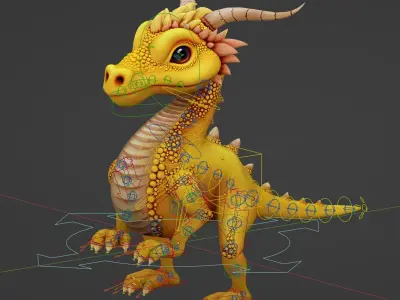 small wingless dragon Low-poly 3D model