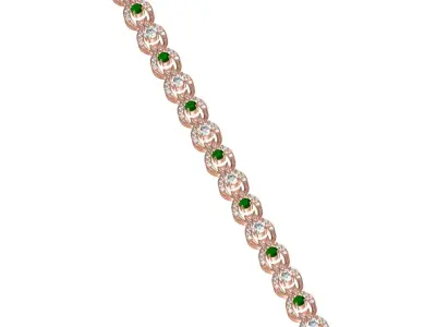Antique Designer Green Diamond Tennis Bracelet 3D print model