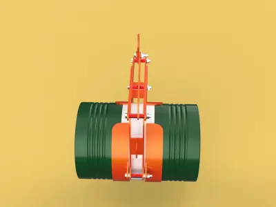 DRUM BARREL HORIZONTAL TONGS SCISSOR GRIPPER LIFTING CLAMP GRAB 3D model