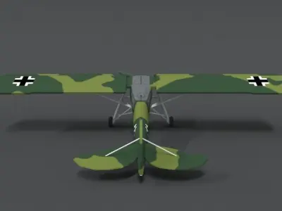 Low Poly Cartoon Fieseler Fi 156 Storch WWII Airplane Low-poly 3D model