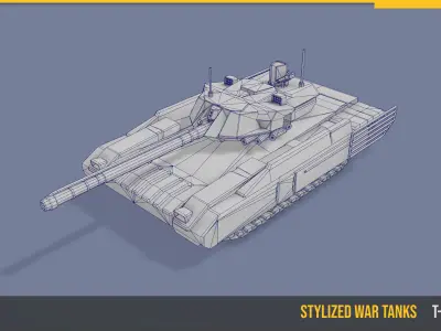 Stylized Tank T14 Armata Low-poly 3D model