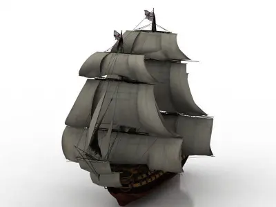 sailing fregatte old ancient 3D model