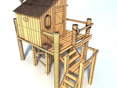 Fishing Cabin Low-poly 3D model