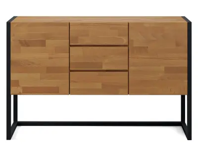 Hiba Oak and Industrial Metal Sideboard by LA REDOUTE 3D model