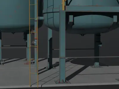 Industrial Big Barrels Low-poly 3D model