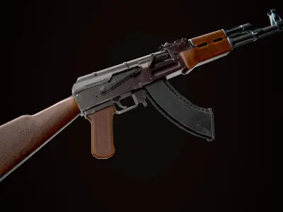 AKM - assault rifle Low-poly 3D model