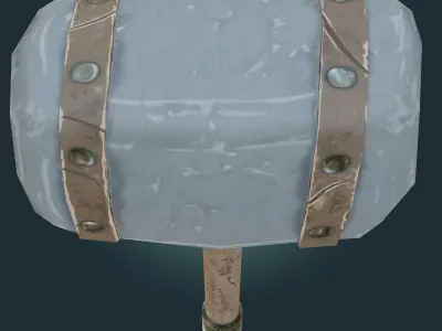 Stylized hammer with leather straps PBR-low-poly game ready Low-poly 3D model