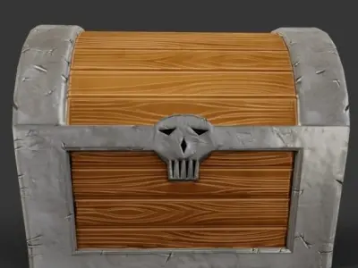 Stylized treasure chest Free low-poly 3D model
