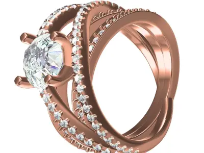 Antique Twisted Split Shank Diamond Engagement Ring 3D print model
