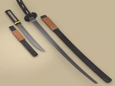 Katana and Wakizashi 3D model