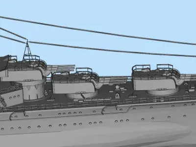 heavy cruiser Low-poly 3D model