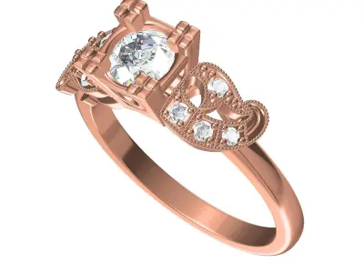 Antique Round Diamond Solitaire Vintage Ring 3D print model