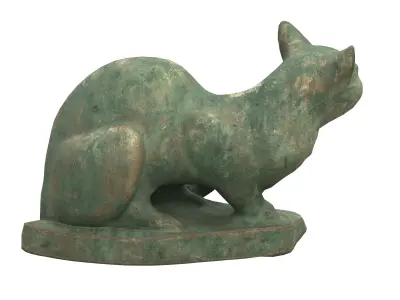 Sitting cat rusted statues Low-poly 3D model