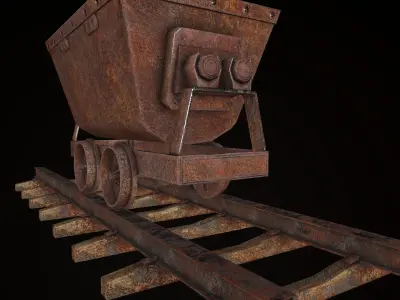 Mine Wagon 6  Low-poly 3D model