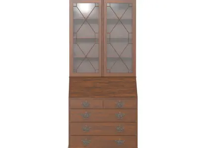 Georgian Bureau Bookcase Period Mahogany Antique 1800 3D model