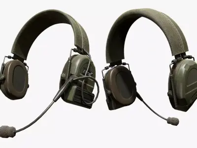 Tactical Headphone Low-poly 3D model