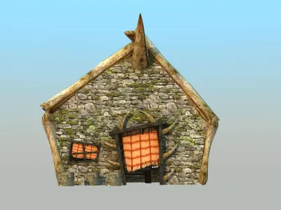 Old tent house Low-poly 3D model