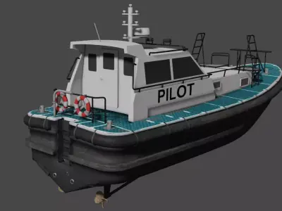 Work boat Pilot boat 1200 Low-poly 3D model