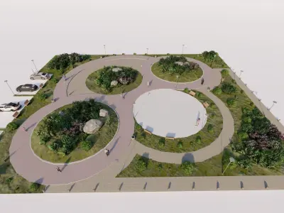park-public park-Private Park Landscape 3D model buy