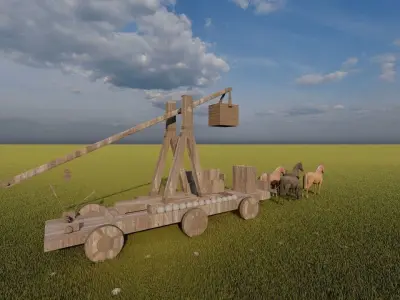 Medieval Catapult 3D model 4