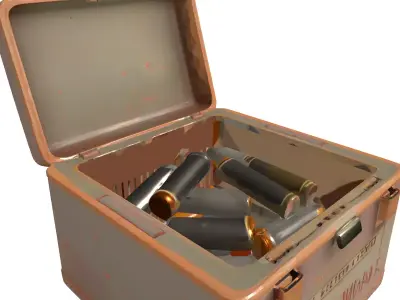 Military Ammo Crate with Bullets Low-poly 3D model