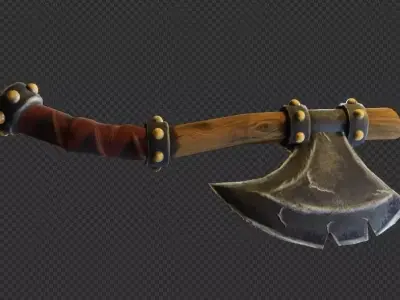 axe medieval Low-poly 3D model