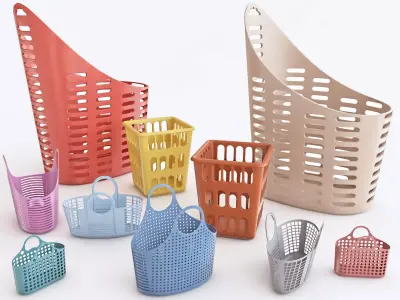 Plastic basket 01 3D model purchase