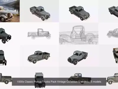 1930s Classic Pickup Trucks Pack Vintage Collection 5 Models