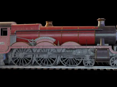 Locomotive GWR 4900 class 5972 Olton Hall Hogwarts Express Low-poly 3D model