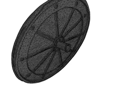 Weathered Wooden Cart Wheel Isolated 3D model