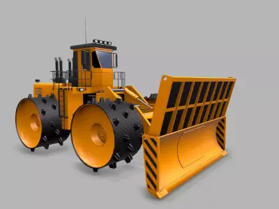 Industrial Vehicle Waste Dozer Low-poly 3D model