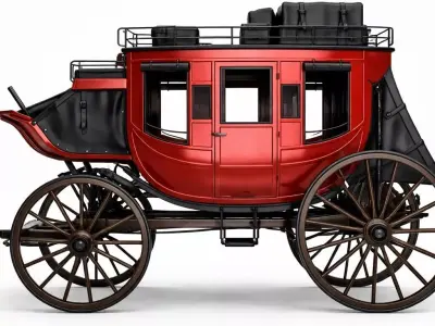 Crimson Frontier Western Stagecoach Luxury Period Carriage 3D model
