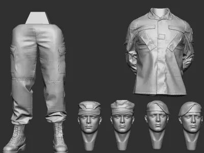 Soldier with hands behind 3D print model