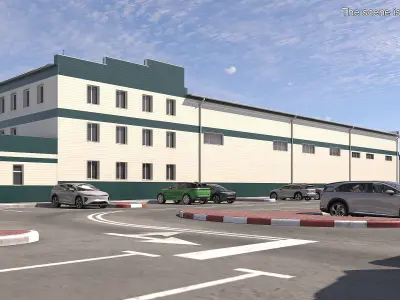 Commercial Parking Area With Road Markings 3D model