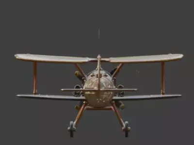 Stylized 3D Steampunk Vertical Takeoff Biplane Low-poly 3D model