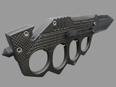 Black folding knuckle knife Low-poly 3D model
