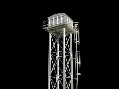 Steel Corrugated Sheet Water Tank - Authentic Industrial Detail Low-poly 3D model