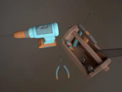 Cartoon Toolbox Set 3D Low-poly model Low-poly 3D model