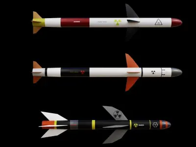 Missile pack 3 models complete textures and materials Low-poly 3D model