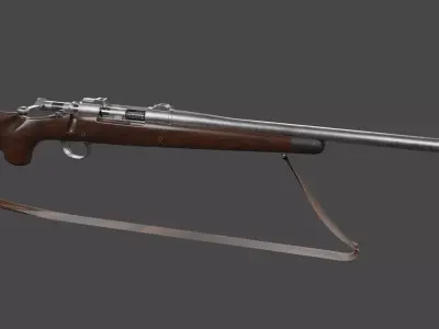 gun download with human and rig free Low-poly 3D model